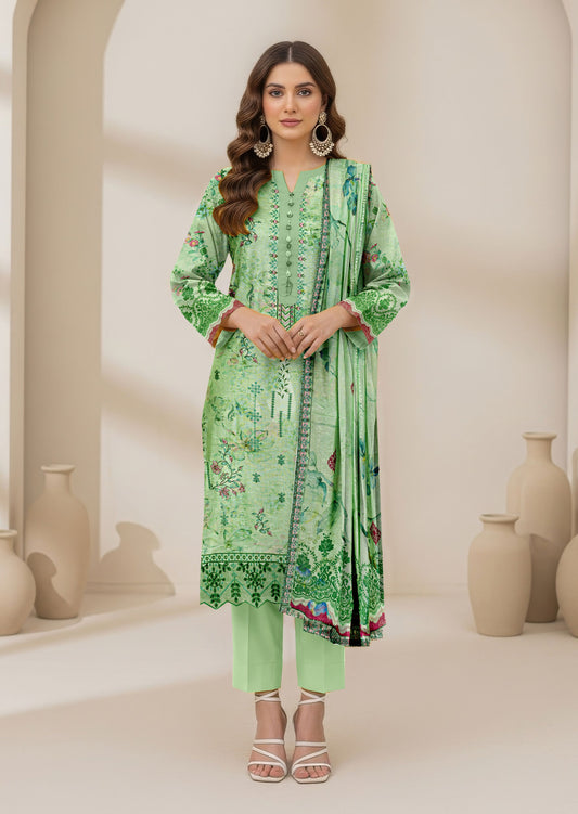 Abeeha-Exclusive 3 Piece Unstitched Embroidered Karandi Suit