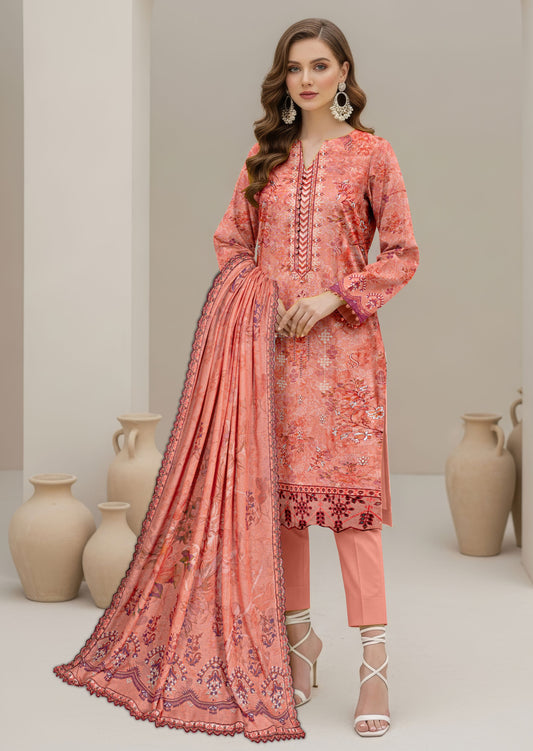 Abeeha-Exclusive 3 Piece Unstitched Embroidered Karandi Suit