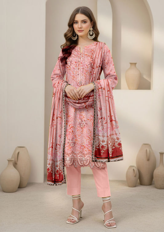 Abeeha-Exclusive 3 Piece Unstitched Embroidered Karandi Suit