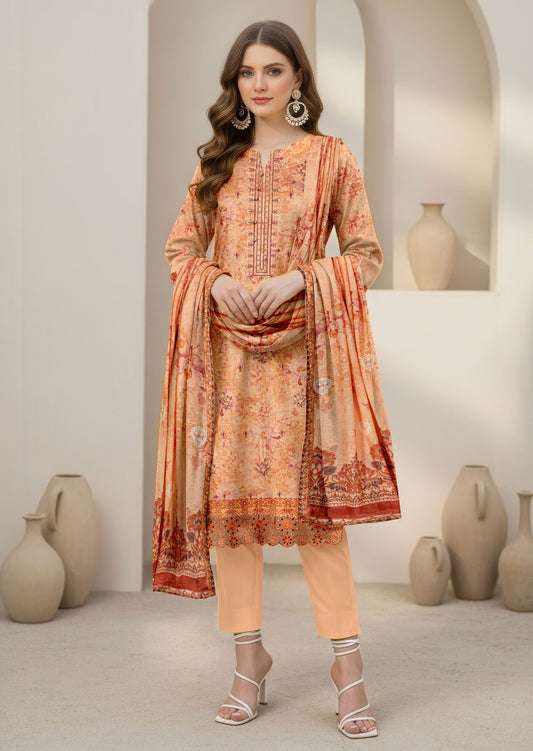 Abeeha-Exclusive 3 Piece Unstitched Embroidered Karandi Suit