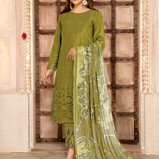 Chickenkari 3- Piece Unstitched Luxury Viscose D6