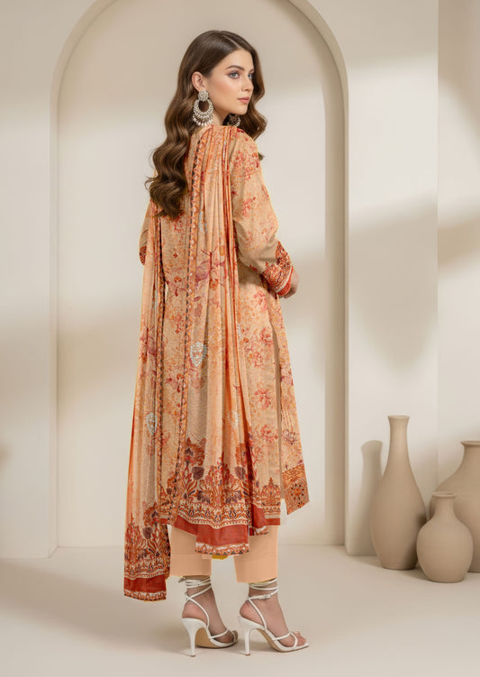 Abeeha-Exclusive 3 Piece Unstitched Embroidered Karandi Suit