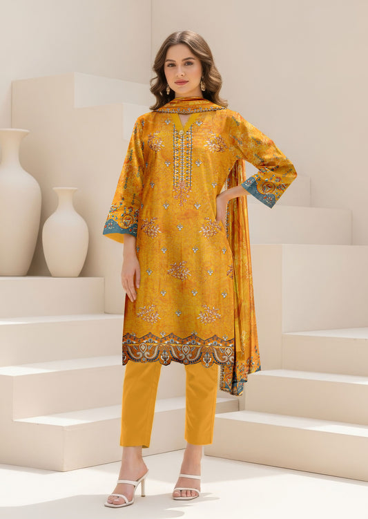 Abeeha-Exclusive 3 Piece Unstitched Embroidered Karandi Suit