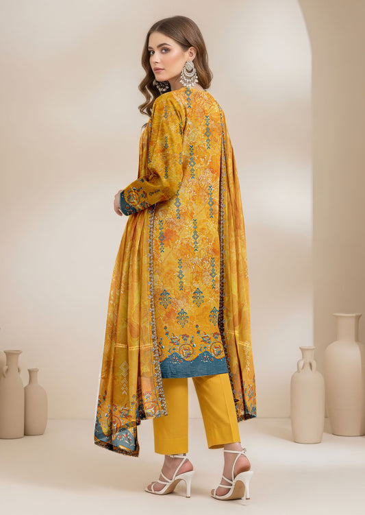Abeeha-Exclusive 3 Piece Unstitched Embroidered Karandi Suit
