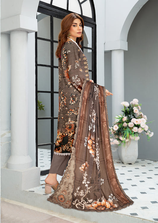 Mahnoor – Exclusive 3 Piece Unstitched Embroidered Viscose Suit