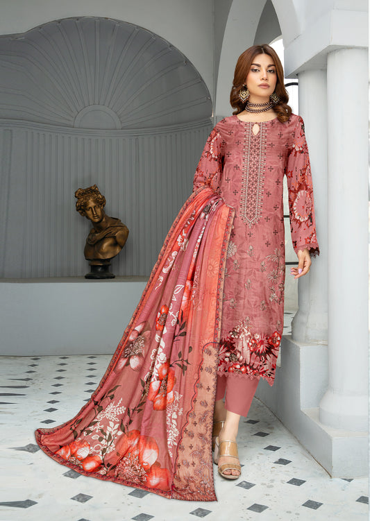 Mahnoor – Exclusive 3 Piece Unstitched Embroidered Viscose Suit