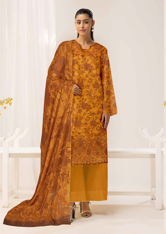 Gulmeena-Exclusive 3 Piece Unstitched Embroidered Winter Dora Suit
