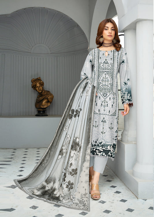 Mahnoor – Exclusive 3 Piece Unstitched Embroidered Viscose Suit