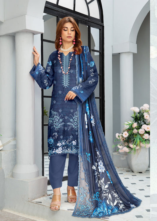 Mahnoor – Exclusive 3 Piece Unstitched Embroidered Viscose Suit