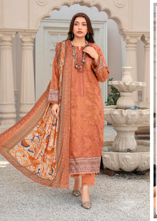 Bagh-E-Makhmul – Exclusive 3 Piece Unstitched Embroidered Winter Dora Suit