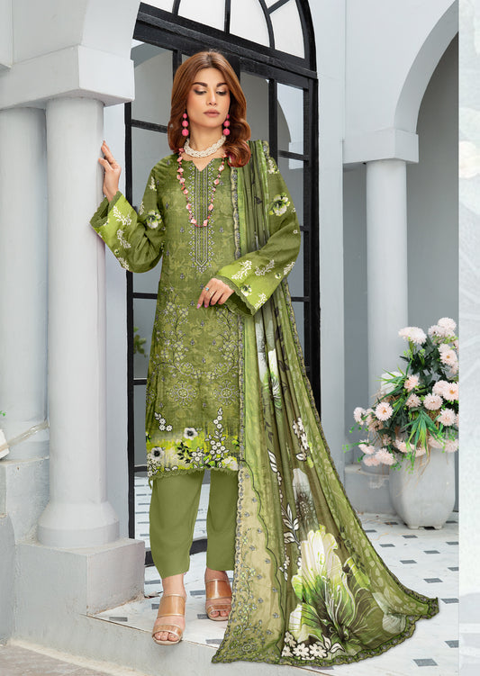 Mahnoor – Exclusive 3 Piece Unstitched Embroidered Viscose Suit