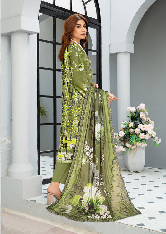 Mahnoor – Exclusive 3 Piece Unstitched Embroidered Viscose Suit