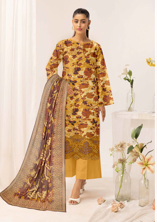 Gulmeena-Exclusive 3 Piece Unstitched Embroidered Winter Dora Suit