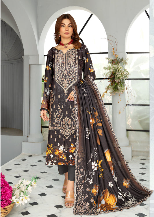 Mahnoor – Exclusive 3 Piece Unstitched Embroidered Viscose Suit