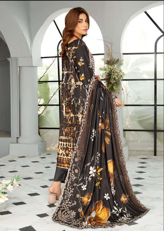 Mahnoor – Exclusive 3 Piece Unstitched Embroidered Viscose Suit