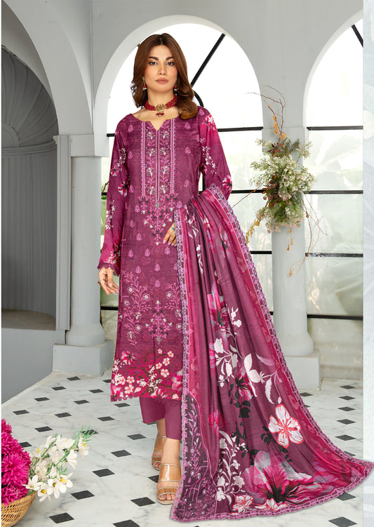 Mahnoor – Exclusive 3 Piece Unstitched Embroidered Viscose Suit