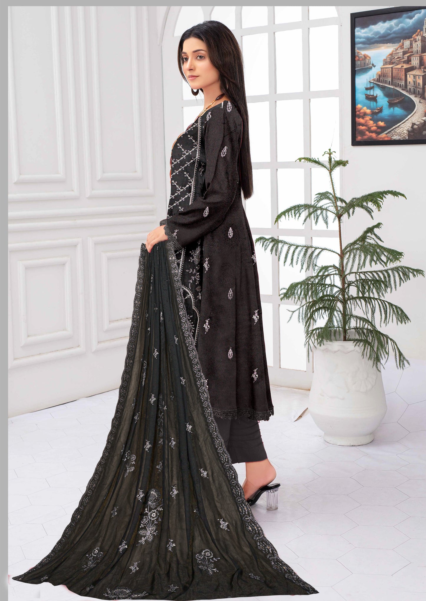 Gul Badan-Exclusive 3 Piece Unstitched Embroidered Karandi Suit