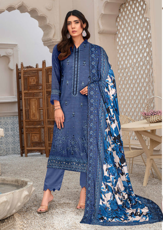 Bagh-E-Makhmul – Exclusive 3 Piece Unstitched Embroidered Winter Dora Suit