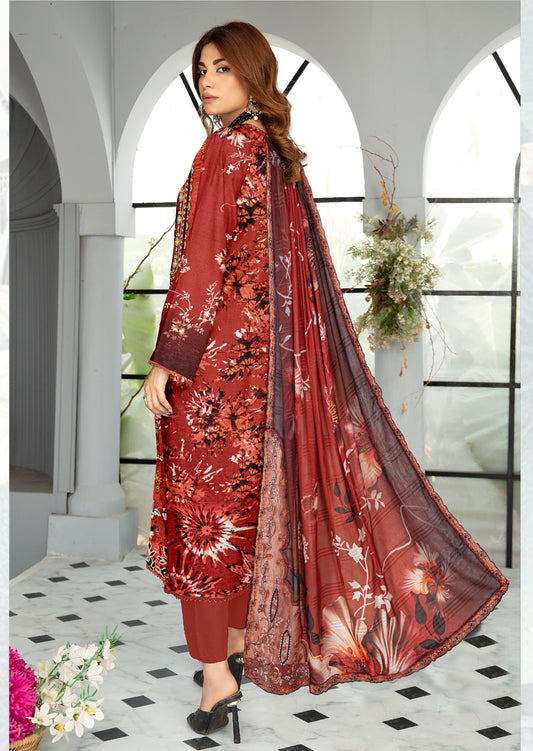 Mahnoor – Exclusive 3 Piece Unstitched Embroidered Viscose Suit