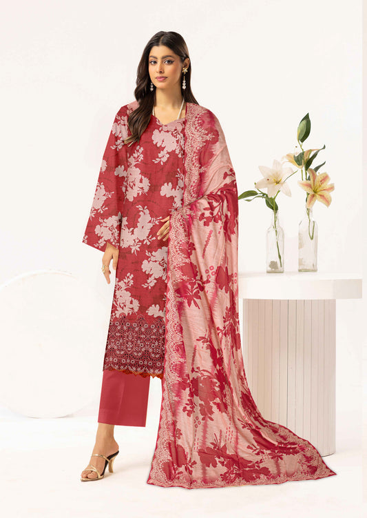 Gulmeena-Exclusive 3 Piece Unstitched Embroidered Winter Dora Suit
