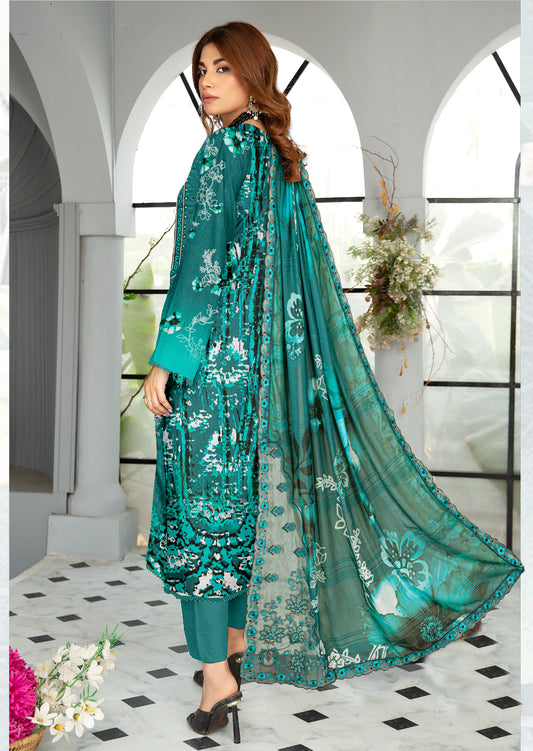 Mahnoor – Exclusive 3 Piece Unstitched Embroidered Viscose Suit