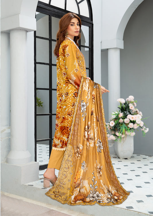 Mahnoor – Exclusive 3 Piece Unstitched Embroidered Viscose Suit