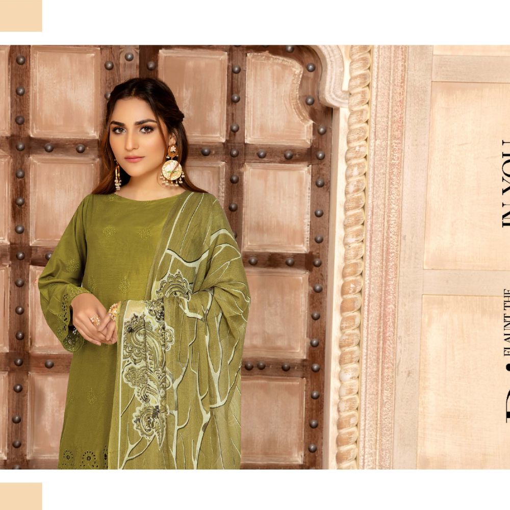 Chickenkari 3- Piece Unstitched Luxury Viscose D6
