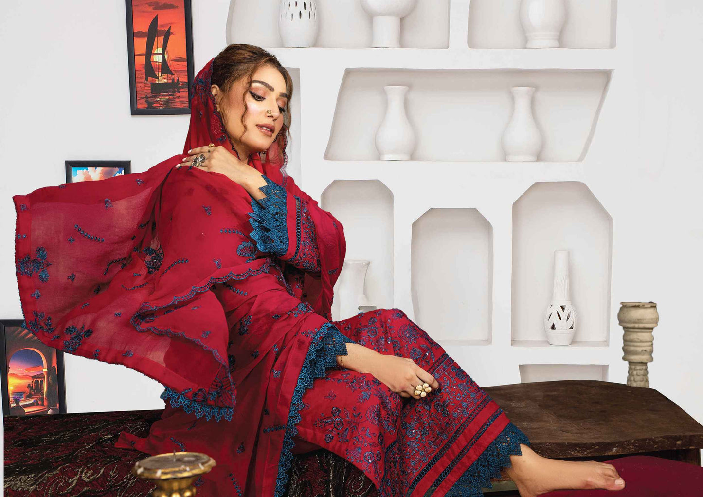 Gul Badan-Exclusive 3 Piece Unstitched Embroidered Karandi Suit