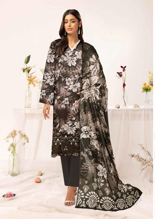 Gulmeena-Exclusive 3 Piece Unstitched Embroidered Winter Dora Suit