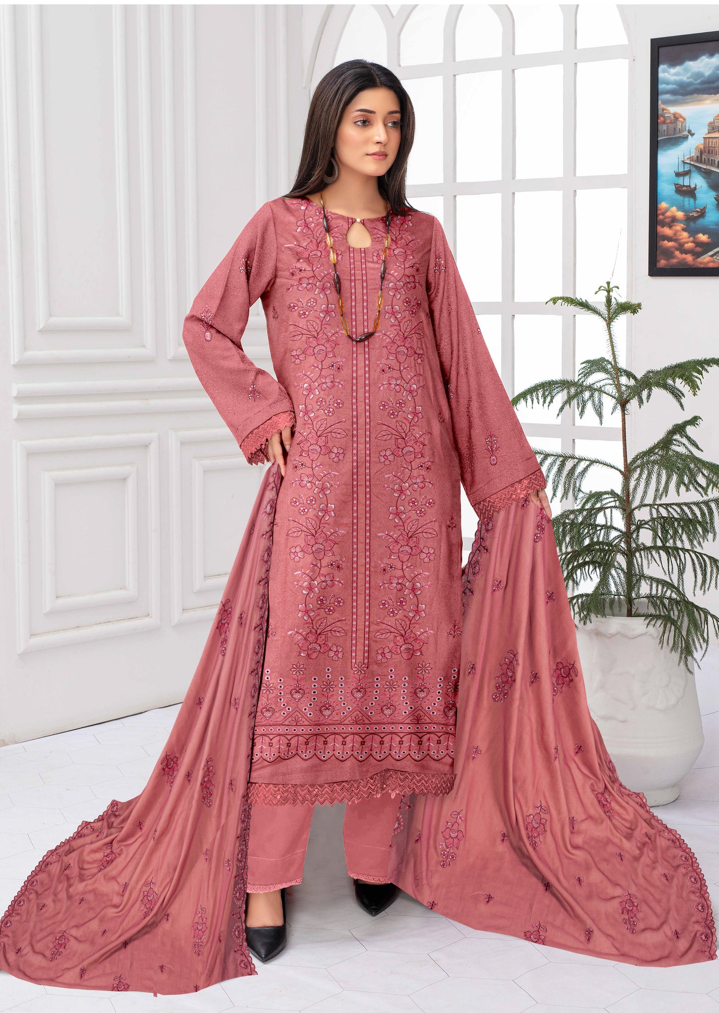 Gul Badan-Exclusive 3 Piece Unstitched Embroidered Karandi Suit