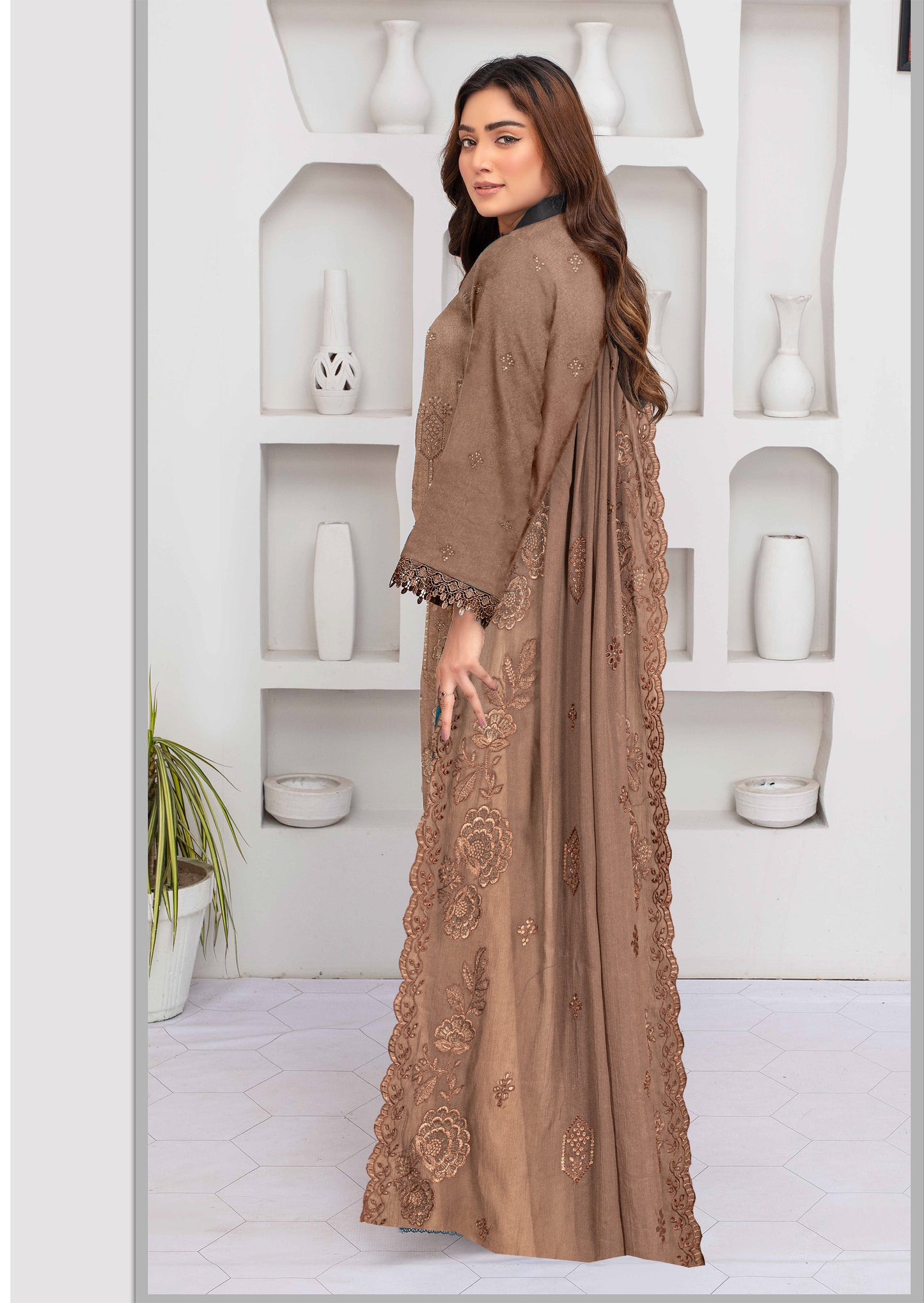 Gul Badan-Exclusive 3 Piece Unstitched Embroidered Karandi Suit