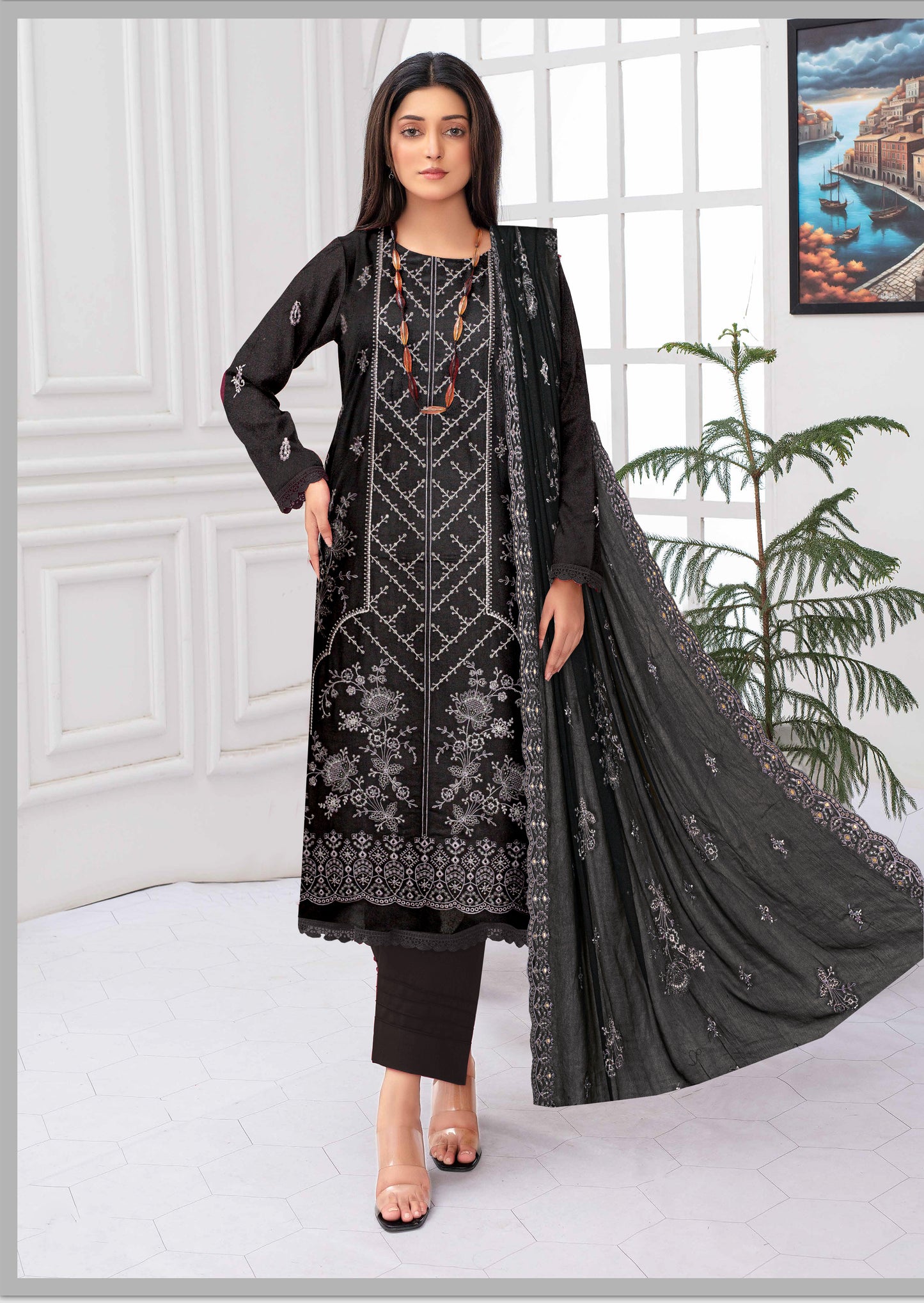 Gul Badan-Exclusive 3 Piece Unstitched Embroidered Karandi Suit