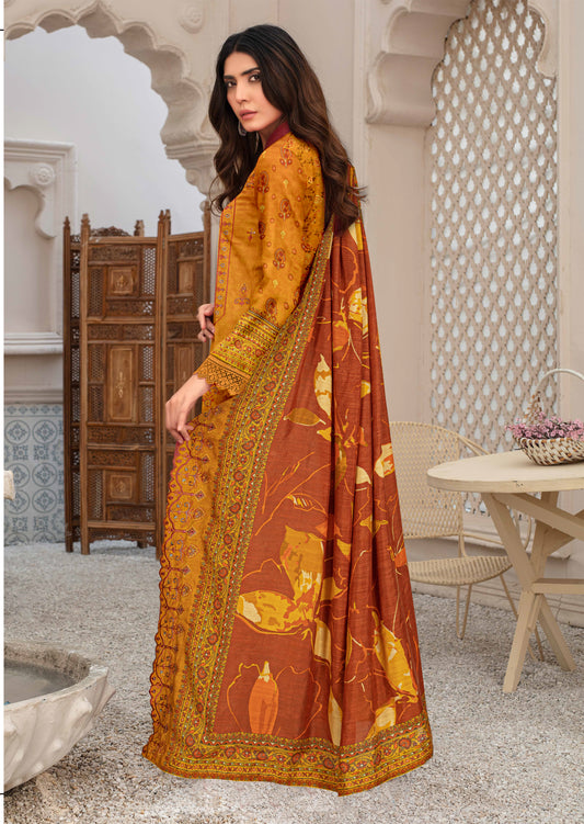 Bagh-E-Makhmul – Exclusive 3 Piece Unstitched Embroidered Winter Dora Suit